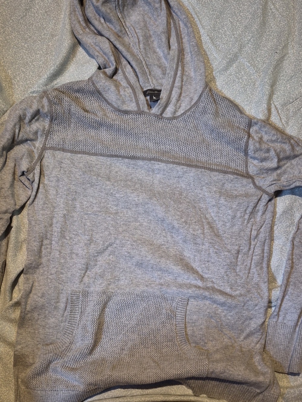 Eddie Bauer Light Gray Hooded Knit Pullover